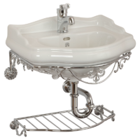 BELLA Консоль подвесная с раковиной и полкой-решеткой L55 см ML.BLL-24.155