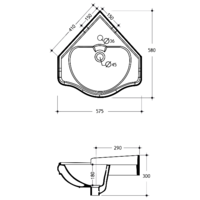 BELLA Раковина угловая L41cm ML.BLL-25.058.BI
